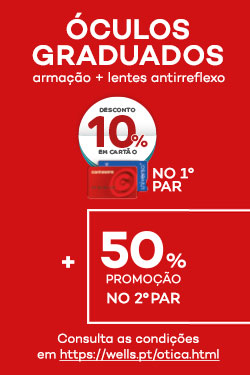 &Oacute;culos graduados arma&ccedil;&atilde;o + lentes antirreflexo - 10% em cart&atilde;o continente no 1&ordm; par + 50% promo&ccedil;&atilde;o no 2&ordm; par - consulta as condi&ccedil;&otilde;es na p&aacute;gina de &oacute;tica